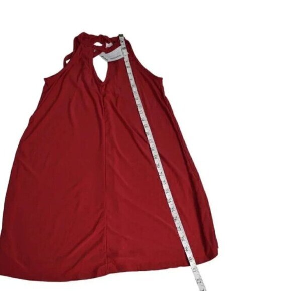 NWT Boohoo Petite Lorna Tie Neck Cut Out Swing Mini Dress Red Size 2 - Picture 8 of 11